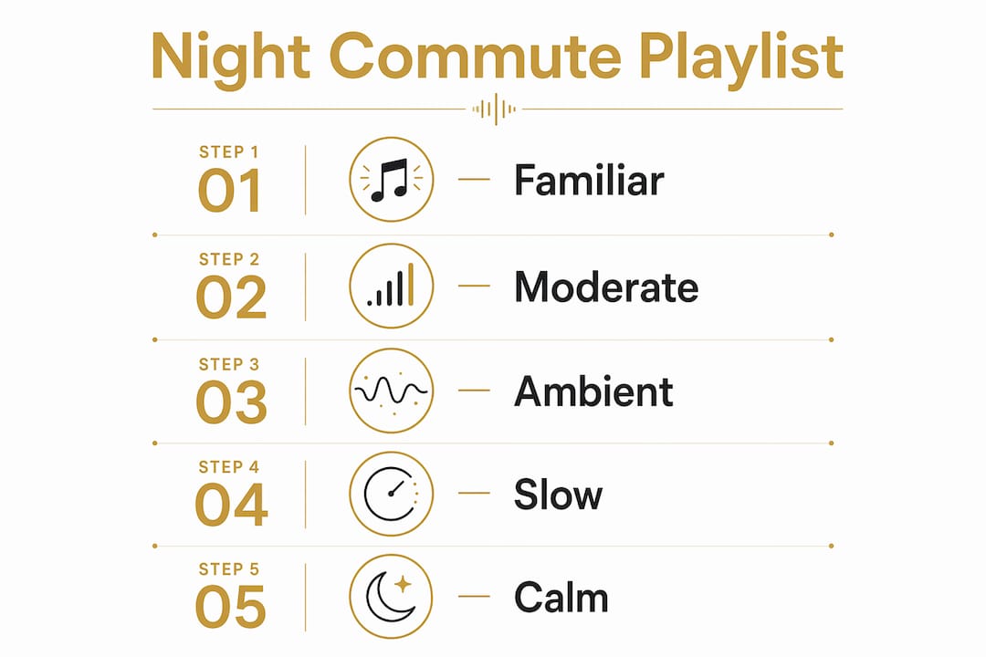 Infographic showing night commute playlist steps