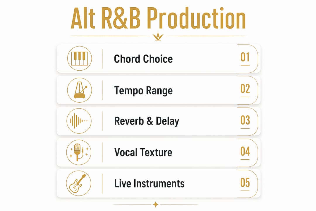 Infographic with key alternative R&B production steps