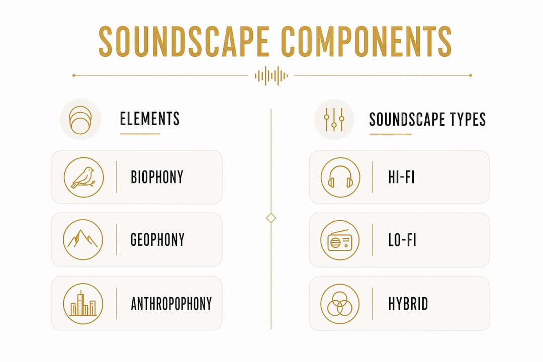 Infographic comparing soundscape elements and types