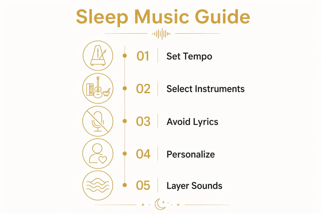 Infographic outlining key steps for choosing insomnia relief music