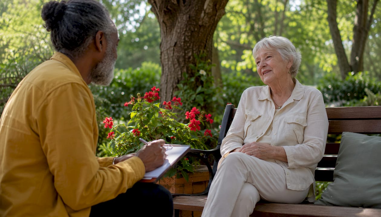 Therapist evaluating patient with music instruments