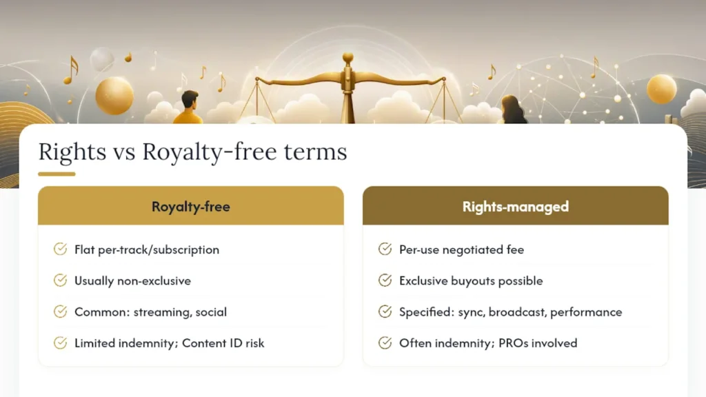 Royalty-free and licensed music comparison