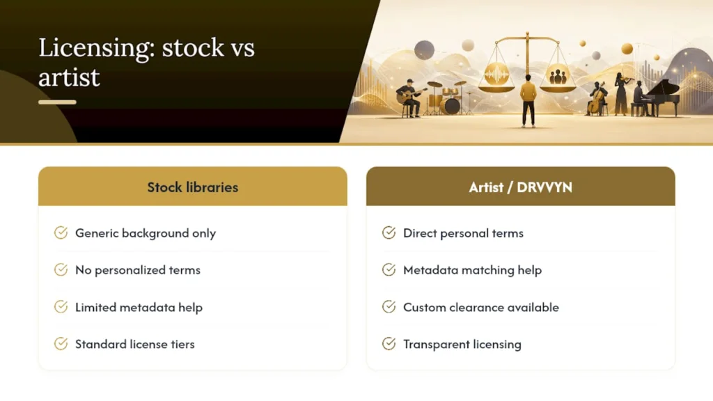 Licensing-Ready Music Without the Guesswork — overview diagram