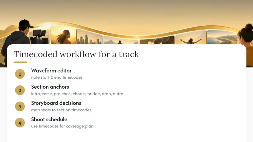 Song sections mapped to storyboard workflow