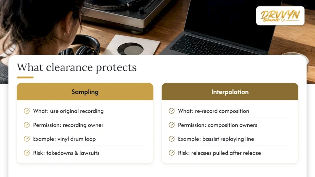 1. What music clearance actually protects — overview diagram