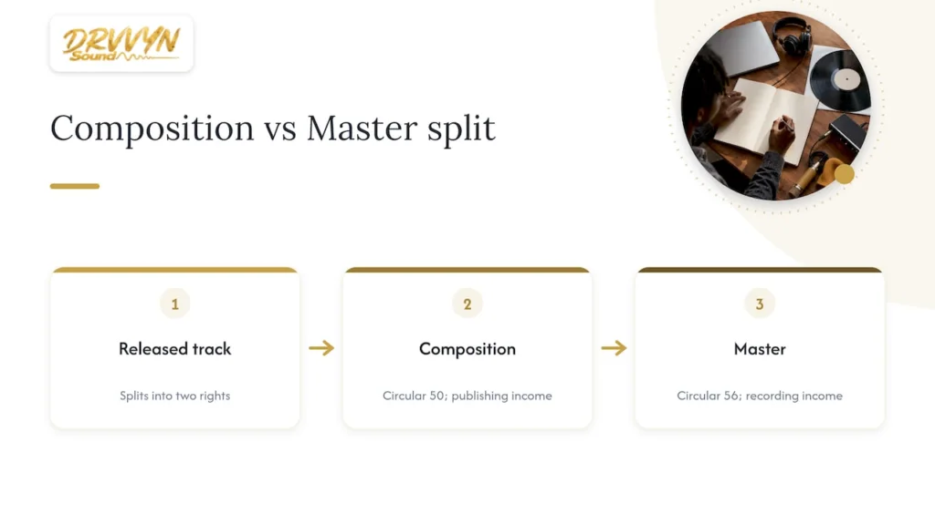 Composition and master rights paths compared