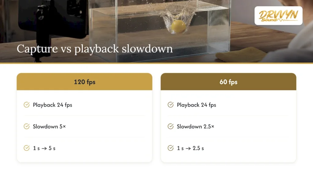 Slow-motion factors across capture and playback rates