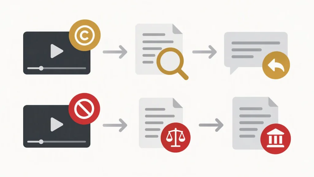 Separate routes for claims and takedowns